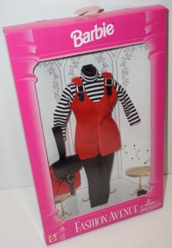 Mattel - Barbie - Fashion Avenue - Red Corduroy Jumpsuit and Stripe Top - наряд